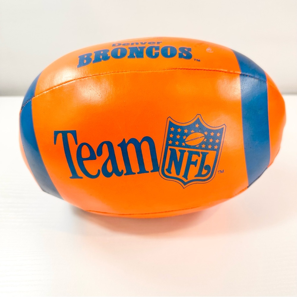 Vintage 1991 Denver Broncos Orange and Blue Stuffed Football NFL - Picture 13 of 16